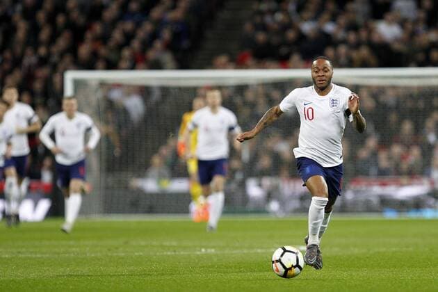 Raheem Sterling of England dribbling during the International Friendly Länderspiel match between England and Italy at Wembley Stadium, London, England on 27 March 2018. Copyright: xCarltonxMyriex 19390011