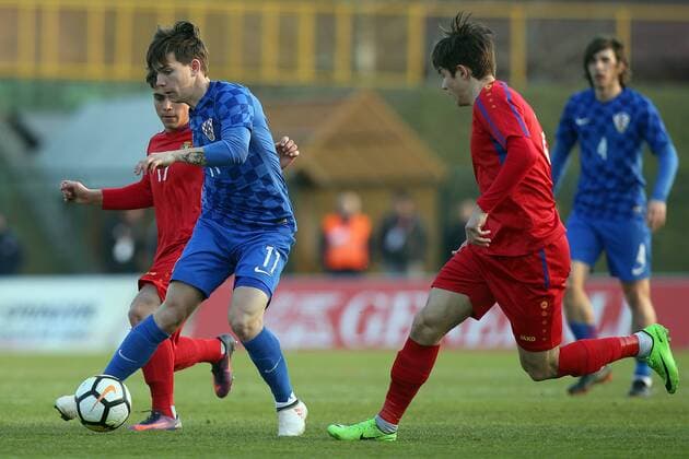 Qualification Match for Euro U21 U 21 to be held in Italy in 2019, Group 1, Round 7, Croatia - Moldova 27.03.2018., Croatia, Velika Gorica - Qualification Match for Euro U21 to be held in Italy in 2019, Group 1, Round 7, Croatia - Moldova. Victor Stina, Ante Coric.  GoranxStanzl PIXSELL