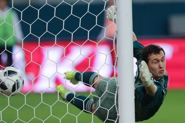 Fußball, Länderspiel, Russland - Frankreich March 27, 2018 - Saint Petersburg, Russia - Russia s goalkeeper Andrey Lunyov during an International Friendly Länderspiel football match between Russia and France at the Saint Petersburg Stadium in Saint Petersburg on March 27, 2018. Russia v France - International Friendly  - ZUMAn230 20180327_zaa_n230_297 Copyright: xIgorxRussakx