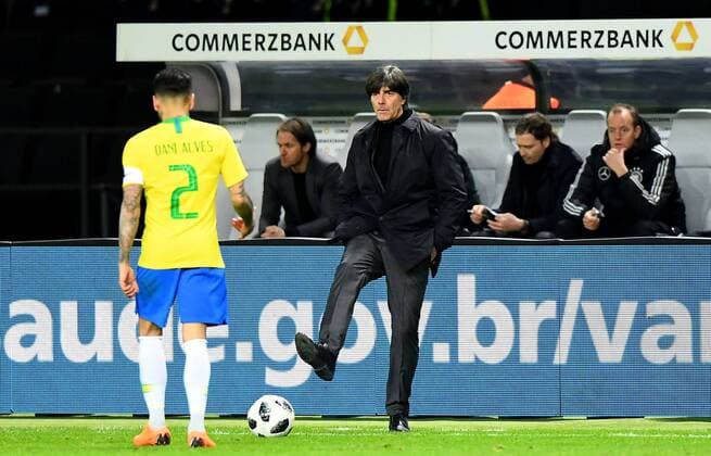 27.03.2018, xfux, Fussball Test Laenderspiel, Deutschland - Brasilien, emspor, v.l. Trainer Joachim JOGI Loew (Deutsche Fussball Nationalmannschaft DFB) Berlin