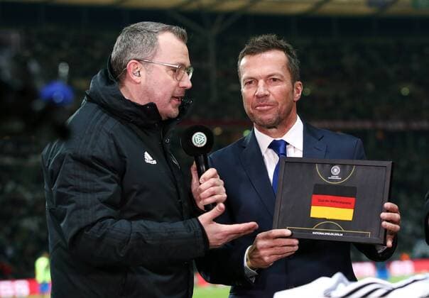 Lothar Matthäus als neuer Vorsitzender Club der Nationalmannschaft Aktion Oberkoerper Oberkörper Fußball Fussball Länderspiel Testspiel Saison 2017 2018 27.03.2018 DFB Nationalmannschaft GER BRDeutschland vs. Brasilien BRA