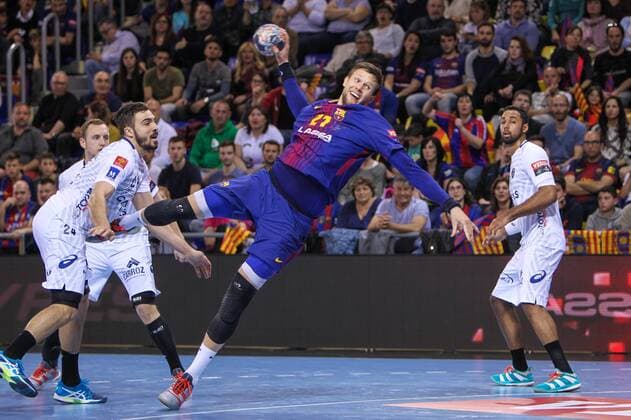Spain: FC Barcelona Barca and Montpellier HB Match played on 31st of March at Palau Blaugrana (Barcelona) between FC Barcelona and Montpellier HB EDITORIAL USE ONLY. Barcelona Barcelona Spain Palau blaugrana  UkkoxImagesx xPacificxPress