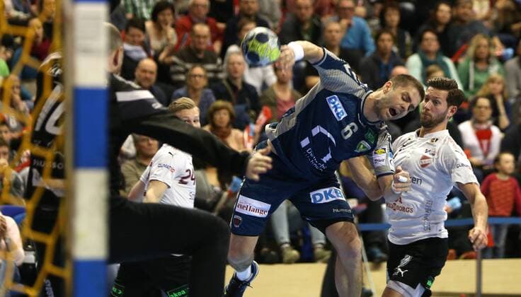 01.04.18, Handball - EHF-Pokal, Gruppe B, 12.Spieltag, Füchse Berlin - Lugi Lund Bild: Drago Vukovic Handball - EHF-Pokal - Füchse Berlin - Lugi Lund