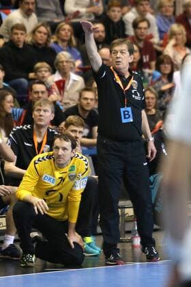 01.04.18, Handball - EHF-Pokal, Gruppe B, 12.Spieltag, Füchse Berlin - Lugi Lund Bild: Trainer Velimir Petkovic Handball - EHF-Pokal - Füchse Berlin - Lugi Lund