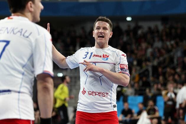 simon Razgor (Brest) HANDBALL : VELUX EHF Champions League - 18eme de finale retour - HBC Nantes vs HC Meshkov Brest - 01 04 2018 KevinDomas Panoramic 