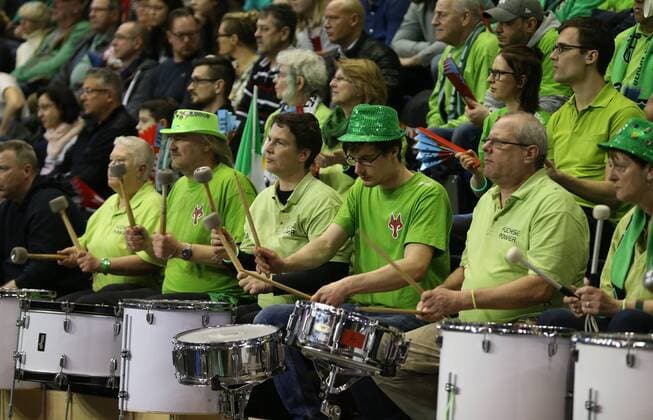 01.04.18, Handball - EHF-Pokal, Gruppe B, 12.Spieltag, Füchse Berlin - Lugi Lund Bild: Fans der Füchse Handball - EHF-Pokal - Füchse Berlin - Lugi Lund