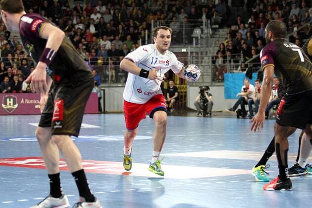 Dzmitry Nikulenkau (Brest) HANDBALL : VELUX EHF Champions League - 18eme de finale retour - HBC Nantes vs HC Meshkov Brest - 01 04 2018 KevinDomas Panoramic 