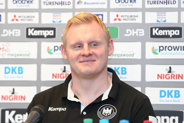 DHB Pressekonferenz Handball Leipzig, 03.04.2018, Lindner Hotel, Pressekonferenz DHB Männer Nationalmannschaft vor dem Länderspiel gegen Serbien , Im Bild: Patrick Wiencek ,