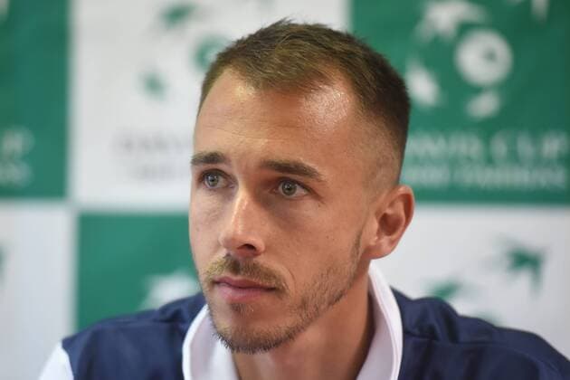 Czech tennis player Lukas Rosol attends the press conference PK Pressekonferenz prior to the Davis Cup match Czech Republic vs Israel, in Ostrava, Czech Republic, on April 3, 2018. (CTKxPhoto JaroslavxOzana) CTKPhotoP201804030432701  JAO 10