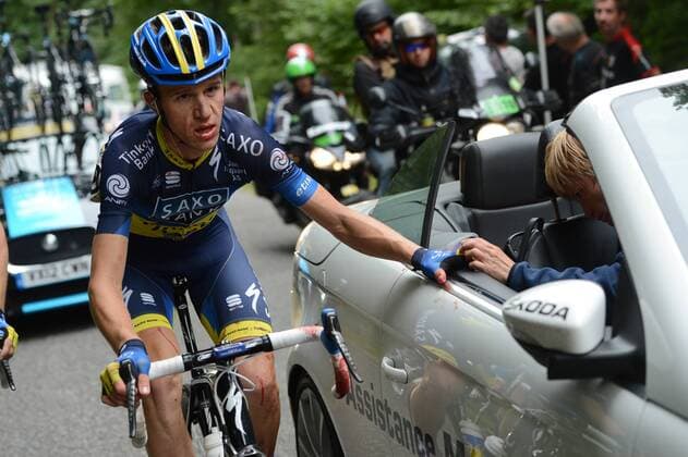 - PEYRAGUDES, FRANCE: Danish Chris Anker Sorensen of Team Saxo Bank-Tinkoff Bank pictured during the 17th stage of the 99th edition of the Tour de France cycling race, 144km from Bagneres-de-Luchon to Peyragudes, France, Thursday 19 July 2012. YORICKxJANSENS  x36661846x
