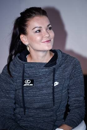 Agnieszka Radwanska at a press conference PK Pressekonferenz in Warsaw Agnieszka Radwanska at a press conference on April 4, 2018 in Warsaw, Poland.  EN_01313279_0020