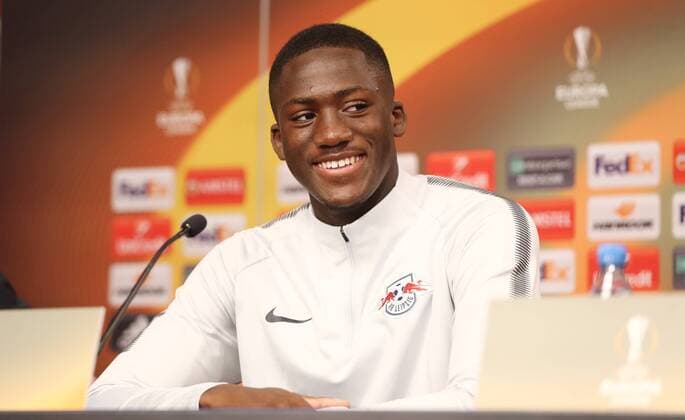 RB Leipzig - PK Euro League Leipzig, 04.04.2018, Red Bull Arena, Fussball, UEFA EURO EM Europameisterschaft Fussball League , PK am Vortag des Viertelfinals, RB Leipzig vs. Olympique de Marseille , Im Bild: Ibrahima KonatŽ Konate (RB Leipzig, Spieler) ,