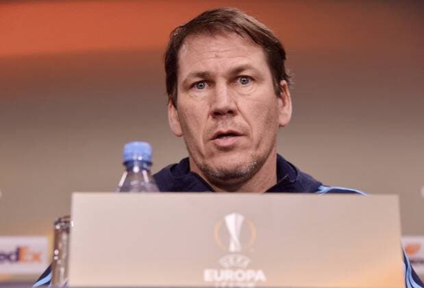 Fußball-Europa League 2017 18, Pressekonferenz vor RB Leipzig - Olympique Marseille (04.04.2018 Spiel am 05.04.2018) Marseille-Trainer Rudi Garcia. Leipzig Sachsen Deutschland