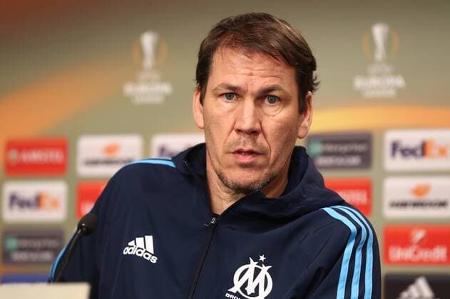 Olympique Marseille - PK Euro League Leipzig, 04.04.2018, Red Bull Arena, Fussball, UEFA EURO EM Europameisterschaft Fussball League , PK am Vortag des Viertelfinals, RB Leipzig vs. Olympique de Marseille , Im Bild: Trainer Rudi Garcia (Olympique Marseille) ,