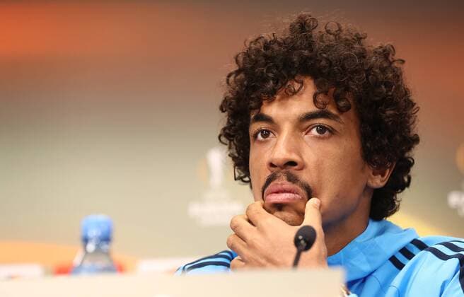 Olympique Marseille - PK Euro League Leipzig, 04.04.2018, Red Bull Arena, Fussball, UEFA EURO EM Europameisterschaft Fussball League , PK am Vortag des Viertelfinals, RB Leipzig vs. Olympique de Marseille , Im Bild: Luiz Gustavo (Olympique Marseille, Spieler) ,