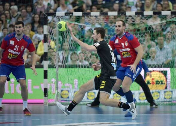 Fabian Wiede (GER 10) beim Spiel Deutschland (GER) vs Serbien (SRB), Handball, Laenderspiel, EHF, Testspiel, 04.04.2018 Leipzig Copyright: xEIBNER ChristianxModlax EP_CMA