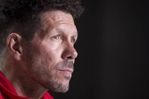 Atletico de Madrid coach Diego Simeone during press conference PK Pressekonferenz the day before Europa League match between Atletico de Madrid and Sporting de Lisboa at Wanda Metropolitano in Madrid, Spain. April 04, 2018.  (20180404032)