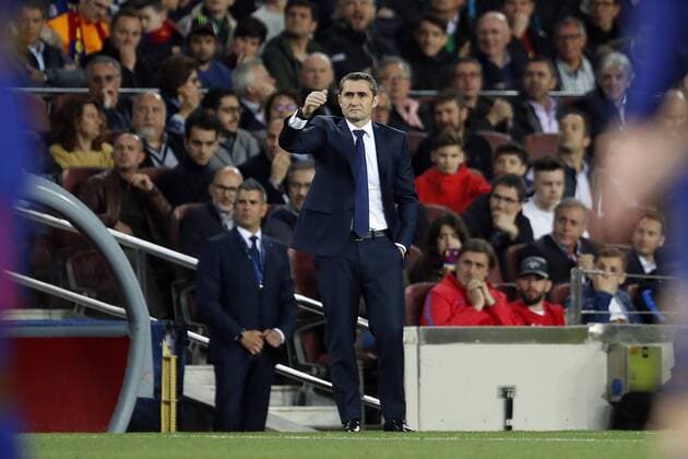 coach Ernesto Valverde of FC Barcelona Barca during the UEFA Champions League quarter final match between FC Barcelona and AS Roma at the Camp Nou stadium on April 04, 2018 in Barcelona, Spain. UEFA Champions League 2017 2018 xVIxVIxImagesx xMauricexvanxSteenxIVx 10542703