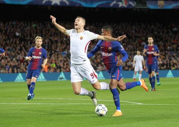 EDIN DZEKO SPINTO IN AREA Barcellona 04 04 2018 Stadio Camp Nou Barcellona - Roma Champions League 2017 2018 Foto Gino Mancini Insidefoto GinoxMancini