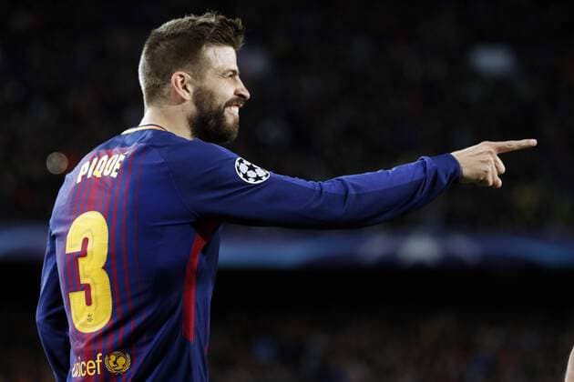 Gerard Pique of FC Barcelona Barca during the UEFA Champions League quarter final match between FC Barcelona and AS Roma at the Camp Nou stadium on April 04, 2018 in Barcelona, Spain. UEFA Champions League 2017 2018 xVIxVIxImagesx xMauricexvanxSteenxIVx 10543140