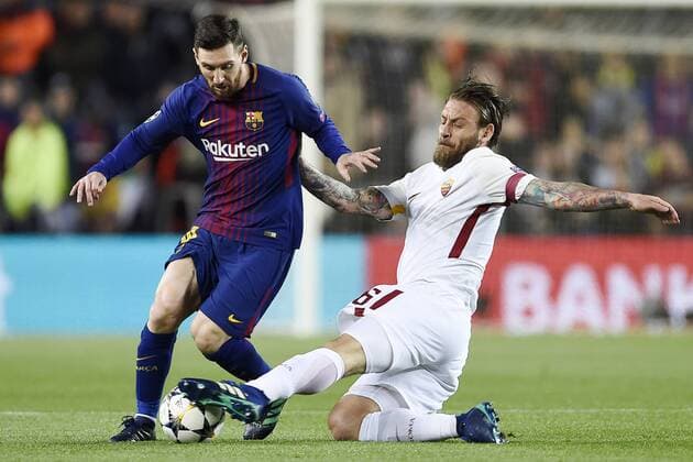 Lionel Messi-Daniele De Rossi Barcellona 04 04 2018 Stadio Camp Nou Barcellona - Roma Champions League 2017 2018 Foto Image Insidefoto GinoxMancini