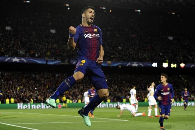 Db Barcellona (Spagna) 04 04 2018 - Champions League Barcellona-Roma foto Daniele Buffa Image nella foto: esultanza gol Luis Suarez 
