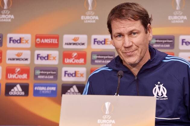 Fußball-Europa League 2017 18, Pressekonferenz vor RB Leipzig - Olympique Marseille (04.04.2018 Spiel am 05.04.2018) Marseille-Trainer Rudi Garcia. Leipzig Sachsen Deutschland