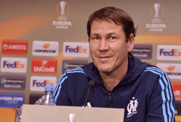 Fußball-Europa League 2017 18, Pressekonferenz vor RB Leipzig - Olympique Marseille (04.04.2018 Spiel am 05.04.2018) Marseille-Trainer Rudi Garcia. Leipzig Sachsen Deutschland