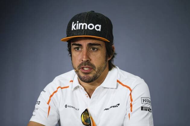 April 5, 2018 - Sakhir, Kingdom of Bahrain - FERNANDO ALONSO of McLaren F1 Team during the press conference PK Pressekonferenz of the 2018 FIA Formula 1 Bahrain Grand Prix at Bahrain International Circuit in Sakhir, Kingdom of Bahrain. Bahrain Grand Prix 2018 - Preparations - ZUMAg147 20180405_zap_g147_014 Copyright: xJamesxGasperottix