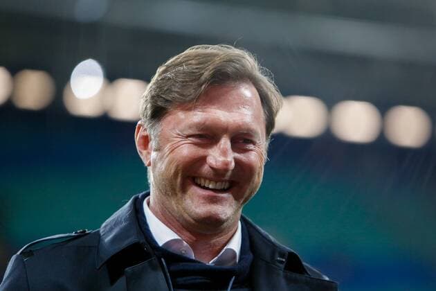 05.04.2018, xtgx, Fussball UEFA Europa League, RB Leipzig - Olympique Marseille, emspor, v.l. Ralph Hasenhüttl (Leipzig, Trainer) Portrait, Porträt, Einzelbild lacht Leipzig