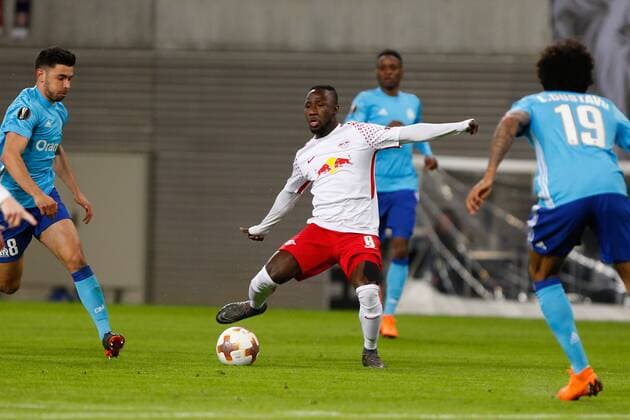 05.04.2018, xtgx, Fussball UEFA Europa League, RB Leipzig - Olympique Marseille, emspor, v.l. Naby Keita (Leipzig, 8) am ball Leipzig