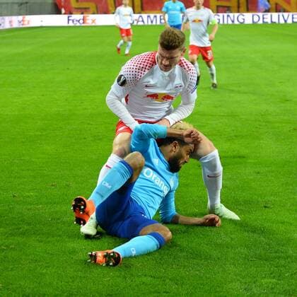 Timo Werner (RB Leipzig) li. und Jordan Amavi (Olympique Marseille) re., RB Leipzig vs. Olympique Marseille, Fussball, UEFA Europa League, 05.04.2018, Leipzig Copyright: xEIBNER BertxHarzerx EP_BHR