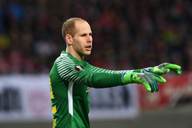 Fussball, Herren, Saison 2017 2018, Europa League (Viertelfinale, Hinspiel), RB Leipzig - Olympique Marseille, TW Peter Gulacsi (Nr. 32, RB Leipzig), 05.04.2018, Copyright: xMatthiasxKochx