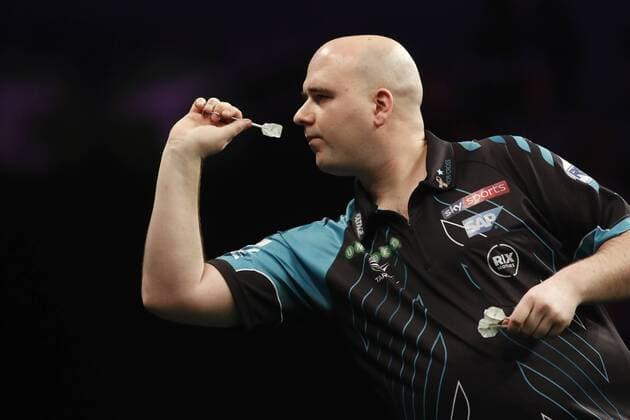 5th April 2018, Echo Arena, Liverpool, England; Unibet Premier League Darts; Rob Cross (ENG) at the oche during his 7-5 win over Gary Anderson (SCO)  ActionPlus12008967