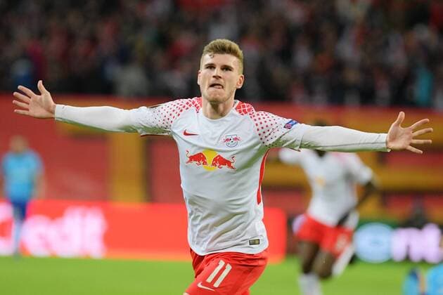 Timo Werner (RB Leipzig) erzielt das 1:0, RB Leipzig vs. Olympique Marseille, Fussball, UEFA Europa League, 05.04.2018, Leipzig Copyright: xEIBNER BertxHarzerx EP_BHR