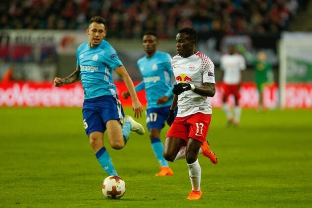 05.04.2018, xtgx, Fussball UEFA Europa League, RB Leipzig - Olympique Marseille, emspor, v.l. Bruma (Leipzig, 17) am ball Leipzig