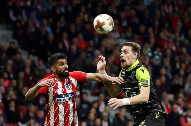 Atletico de Madrid s Diego Costa (L) in action during the UEFA Champions League quarter-final first leg match between Atletico de Madrid and Sporting Lisboa at the Wanda Metropolitano stadium in Madrid, Spain, 05 April 2018. Atletico de Madrid vs. Sporting Lisboa !ACHTUNG: NUR REDAKTIONELLE NUTZUNG!  Copyright: xJuanJoxMartinx MAD20 20180405-636585666160036520