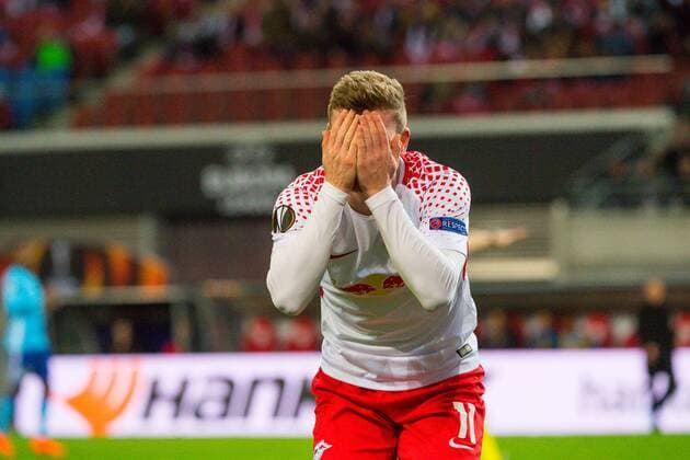 GER, Europa League, RB Leipzig vs. Olympique Marseille 05.04.2018, Red Bull Arena, Leipzig, GER, Europa League, RB Leipzig vs. Olympique Marseille, im Bild Timo Werner ( 11, RB Leipzig), ärgert aergert sich nach einer vergebenen Chance