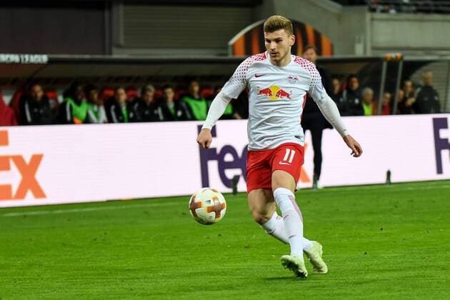 Timo Werner (RB Leipzig, 11) Freisteller, Einzelbild, Aktion, Action, Fussball, UEFA Europa League, RB Leipzig - Olympique Marseille,