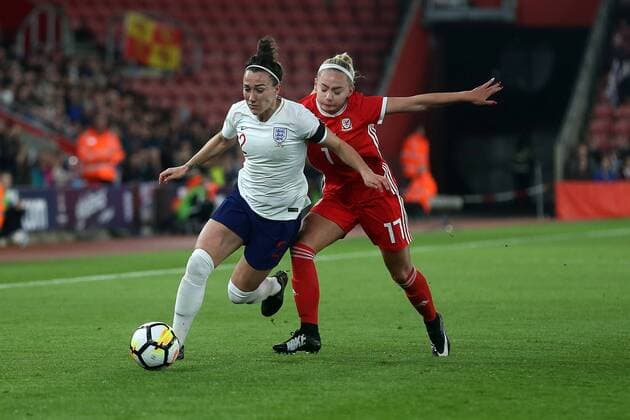 England Women v Wales Women 2019 FIFA Womens World Cup Qualifier Lucy Bronze of England and Charlotte Estcourt of Wales in action during the 2019 FIFA Womens World Cup Qualifying match at the St Mary s Stadium, Southampton Content Not Available For UK Newspapers Copyright: xPaulxChestertonx FIL-11617-0013