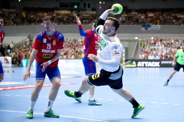 Jannik Kohlbacher (Nr. 48 Deutschland) wirft Deutschland - Serbien Dortmund Copyright: xDanielxReinelt xEibner-Pressefotox EP_drt