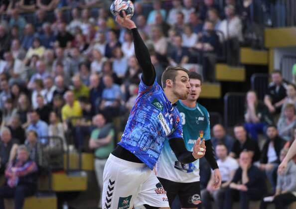 3.Liga HBL:Oranienburger HC vs. Handball Verein Hamburg,07.04.2018 Lukas Ossenkopp(Handball Sportverein Hamburg 14) waehrend des Spiels zwischen des Oranienburger HC und den Mecklenburger Stiere Schwerin am 07.04.2018 in der MBS Arena Oranienburg, Deutschland.