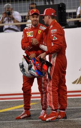 Sebastian Vettel, Kimi Raiikkoenen, Scuderia Ferrari, formula 1 GP, Bahrain in Manama Shakir 07.04.2018 Photo:mspb Jerry Andre Sebastian Vettel, Kimi Raikkoenen, formula 1 GP, Bahrain, 2018
