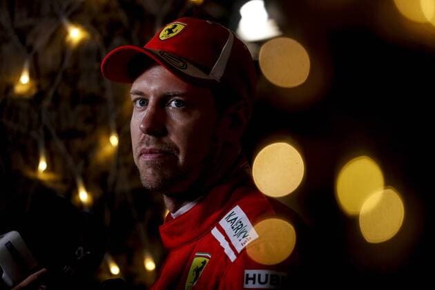 Sebastian Vettel of Scuderia Ferrari after the qualifying session of the Bahrain Formula One Grand Prix at the Bahrain International Circuit in Sakhir, Bahrain on 7 April 2018. Copyright: xJamesxGasperottix 19520140
