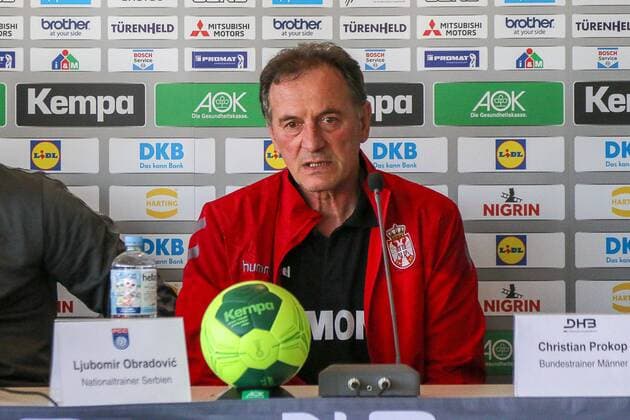 Serbiens Trainer Ljubomir Obradovic Deutschland vs. Serbien, Handball Laenderspiel 07.04.2018 Dortmund Nordrhein-Westfalen Germany Westfalenhalle Copyright: xAgentur54Gradx SebastianxSendlakx