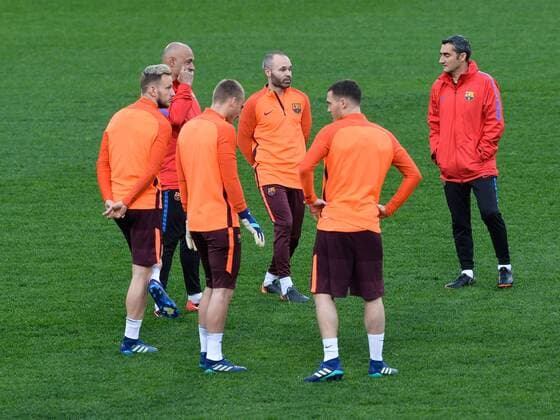 April 9, 2018 - Rome, Lazio, Italy - Andres Iniesta during a training session prior to the UEFA Champions League match between AS Roma and FC Barcelona Barca at Olympic Stadium, in Rome, on april 09, 2018. Barcelona training  - ZUMAn230 20180409_zaa_n230_273 Copyright: xSilviaxLorex