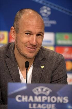 Bilder des Tages - SPORT 10.4.2018, Fussball Championsleague 2017 2018, FC Bayern München Pressekonferenz in der Allianz-Arena vor dem Championsleague-Spiel gegen Sevilla. Arjen Robben (FC Bayern München) bei der PK.