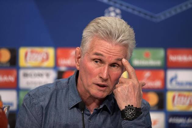 10.4.2018, Fussball Championsleague 2017 2018, FC Bayern München Pressekonferenz in der Allianz-Arena vor dem Championsleague-Spiel gegen Sevilla. Trainer Jupp Heynckes (FC Bayern München) bei der PK.