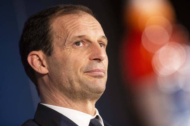 Juventus coach Massimiliano Allegri during press conference PK Pressekonferenz the day before Champions League match between Real Madrid and Juventus at Santiago Bernabeu Stadium in Madrid, Spain. April 10, 2018.  (20180410029)