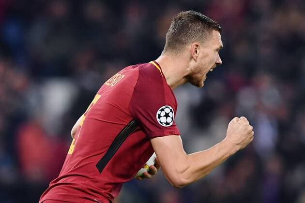 As Roma 10 04 2018 - Champions League Roma-Barcellona foto Antonello Sammarco Image nella foto: esultanza gol Edin Dzeko 